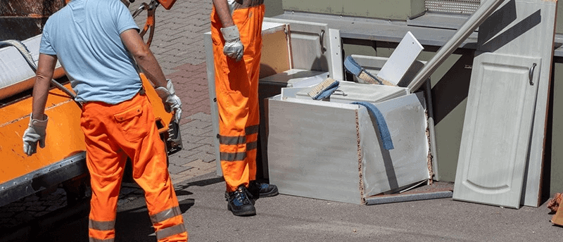 This is how professional junk removal services look like. Complete with equipment and safety gears.