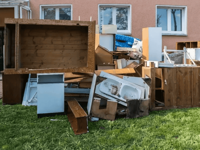 Bulk waste collection beside residential building