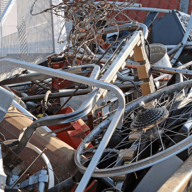 Pile of assorted metal junk and discarded items