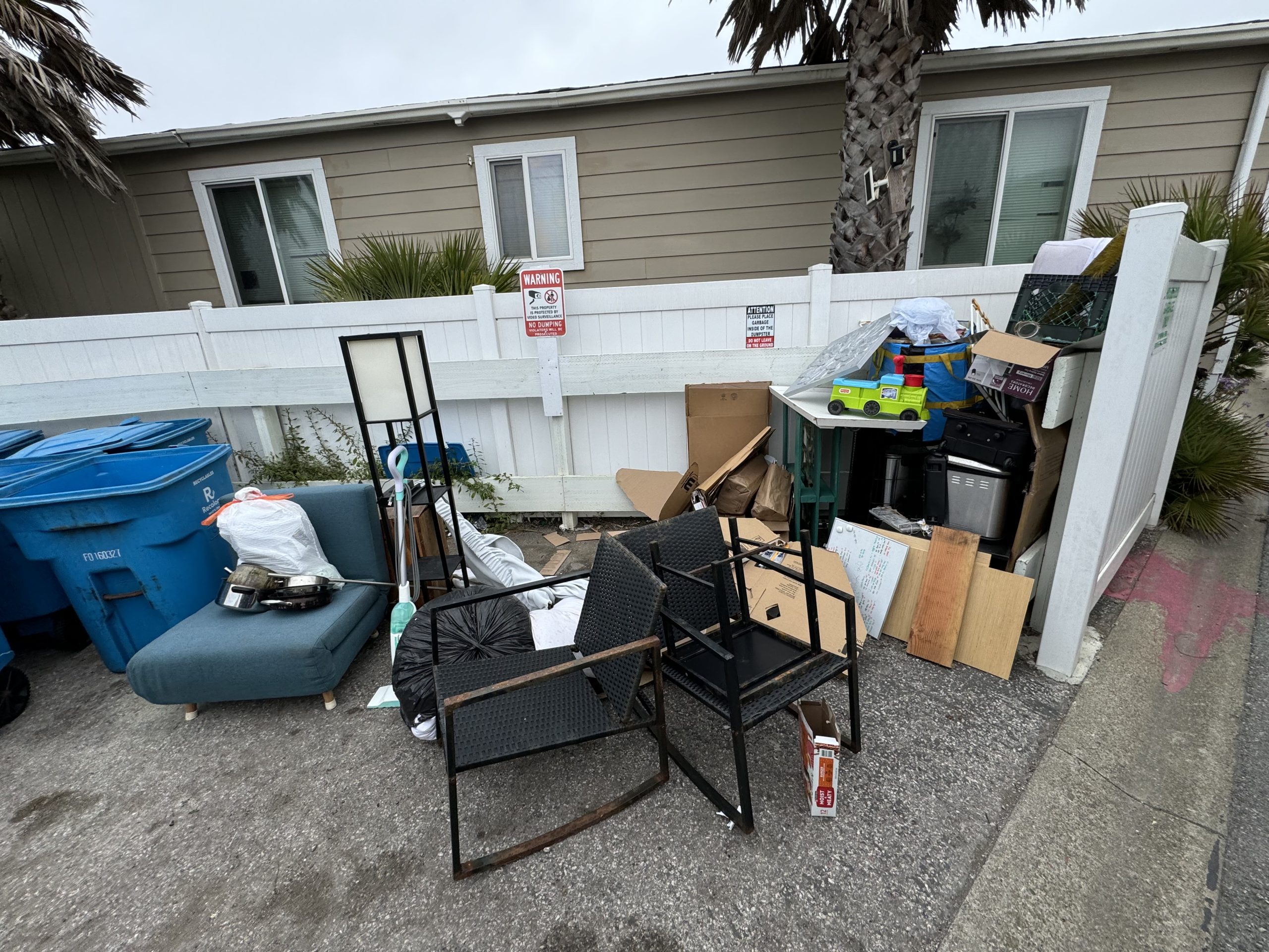 Yard with landscape waste
